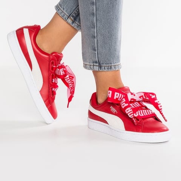 Puma Shoes | Puma Heart Sporty Red Leather | Poshmark